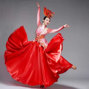 Women Chinese dragon Opening dance costume Female Festival song companion Dragon chant Kyushu modern dance Wear for female